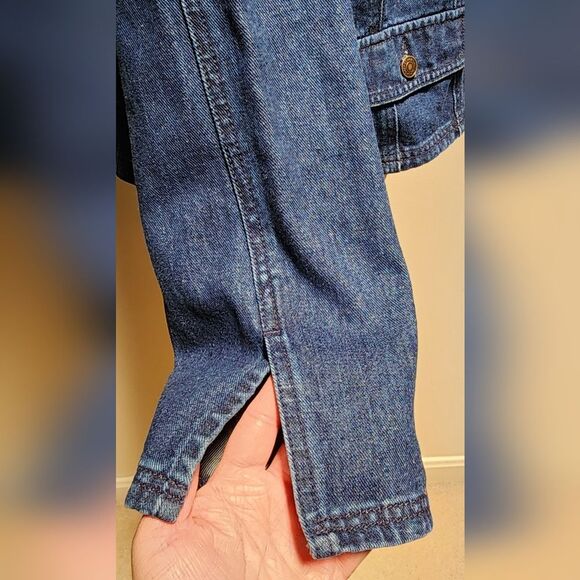 Upcycled Custom Jean Jacket Size 10 With Pink Rhinestone Fringe - Picture 6 of 8